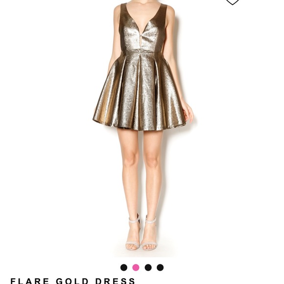 Flared Gold Dress - Picture 2 of 5